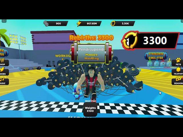 3300th Rebirths on Roblox Strongman Simulator