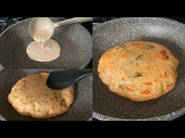 Wheat Flour Garlic Paratha Recipe with Liquid Dough in 5 mins | No Rolling No Kneading Paratha |