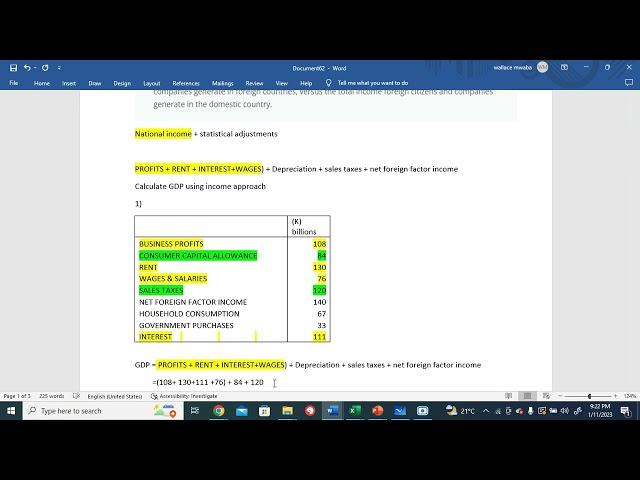 GDP USING INCOME APPROACH