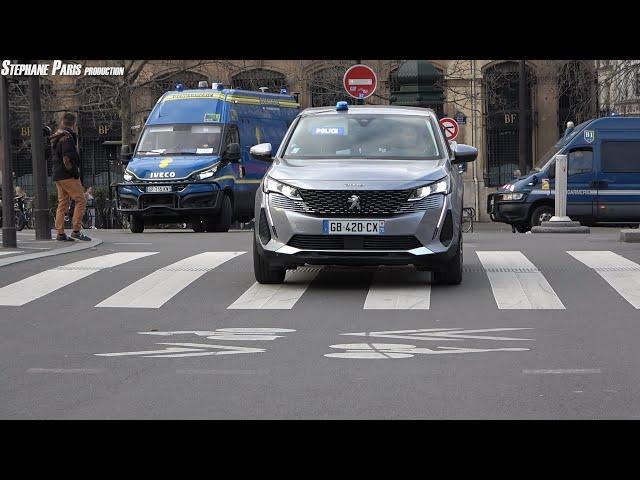 ENORME convoi compose de  vehicules de la  gendarmerie et de police