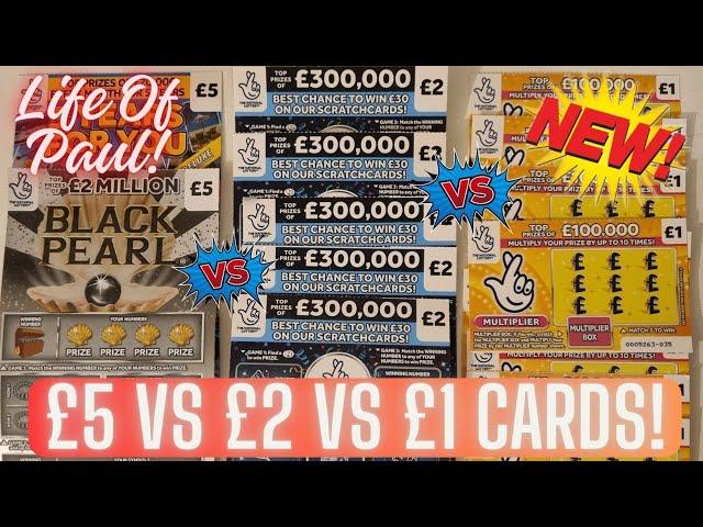 £30 of Scratch cards  £10 of £5 cards vs £10 of £2 cards vs £10 of £1 cards!