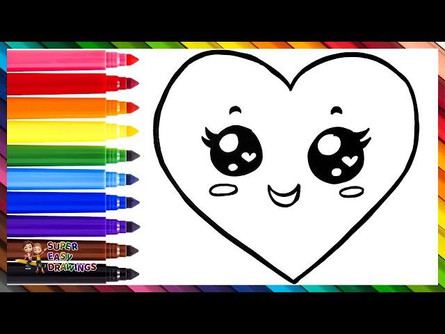 How To Draw A Heart ️ Drawing And Coloring A Cute Rainbow Heart  Drawings For Kids