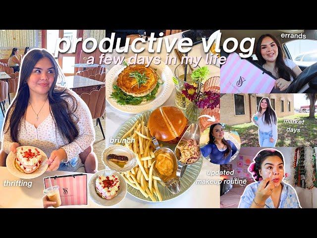 PRODUCTIVE VLOG  market days, thrifting, cafe hopping & updated makeup routine!