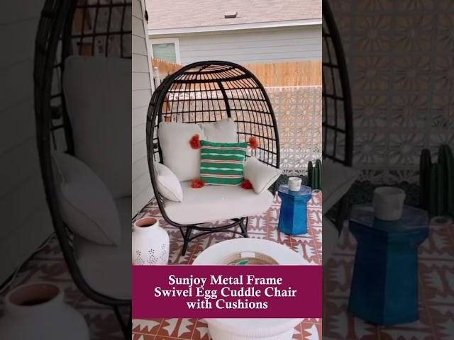 Outdoor Patio Furniture Ideas | Sunjoy DIY Swivel Egg Chair with Cushions #shorts #outdoorliving