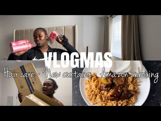 Vlogmas day 13 | HAIR PRODUCTS ~ Amazon unboxing ~ New curtains & more..