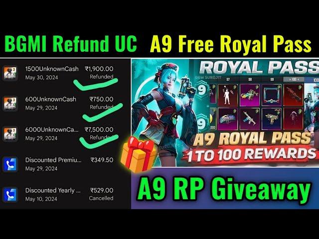 7500 UC Free Refund? A9 Royal 1 to 100 RP Reward | Free Royal Pass Giveaway | Prajapati Gaming