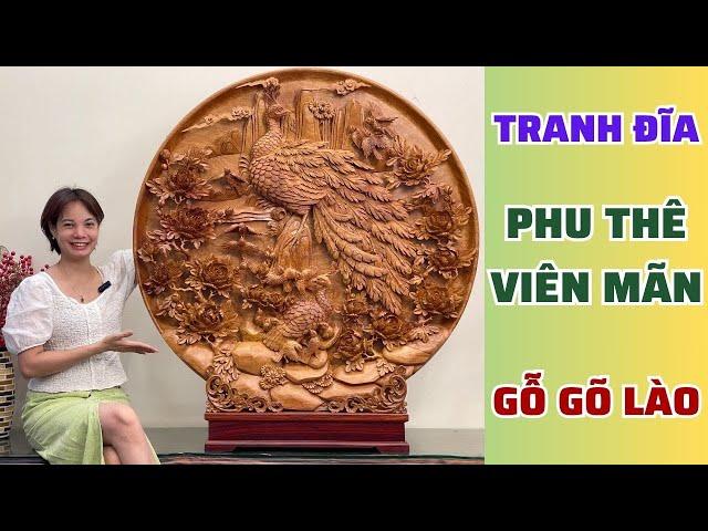 Tranh Phu Thê Viên Mãn gỗ Gõ Lào điêu khắc thủ công mỹ nghệ đem lại vượng khí cho gia chủ
