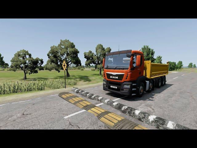 Trucks Cars vs Massive SpeedBumps – BeamNG.Drive #11