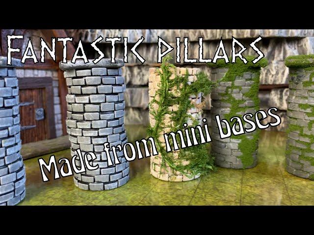 How to make Detailed pillars for your D&D or tabletop game using leftover cheap miniature bases