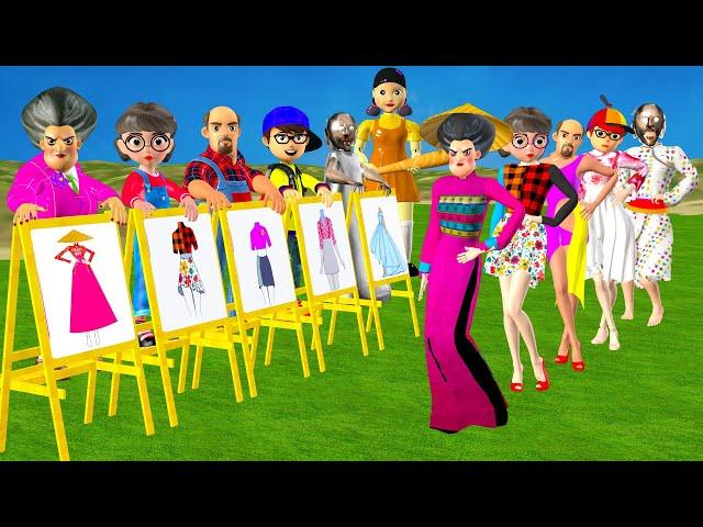 Scary Teacher 3D vs Squid Game Picture and Nice Dress  or Error Challenge Miss T vs Granyy Loser