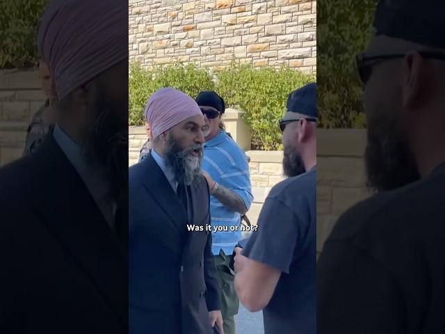 Jagmeet Singh confronts protesters outside parliament