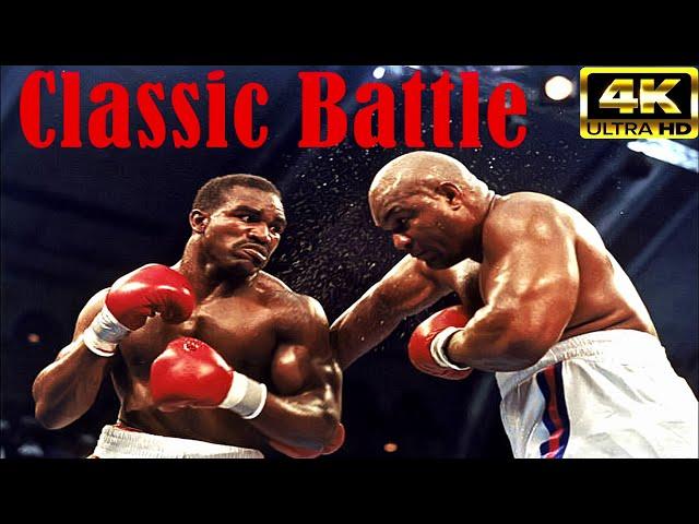 Evander Holyfield vs George Foreman | Classic Battle Boxing Full Fight Highlights | 4K Ultra HD