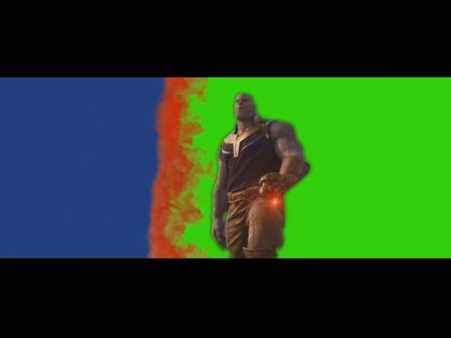 Thanos returns home greenscreen but one side is blue and one side is green