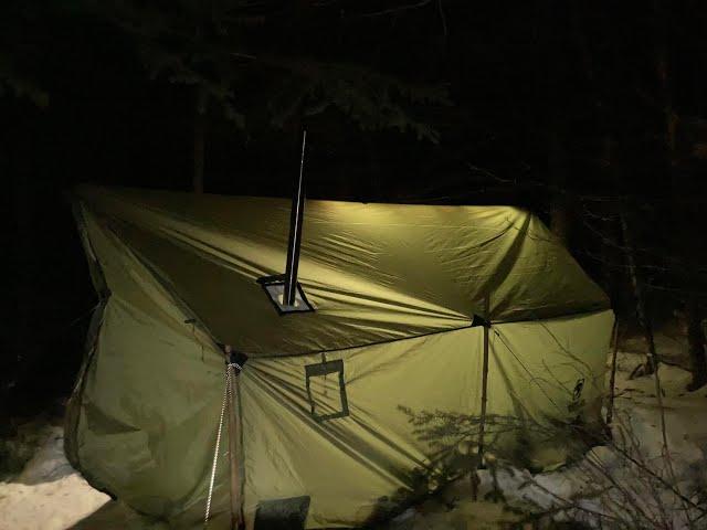 Winter Camping in the OneTigris TEGIMEN Hammock Hot Tent