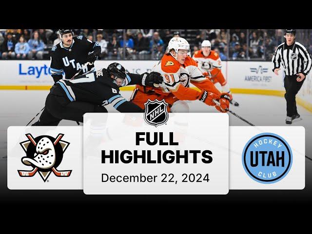 NHL Highlights | Ducks vs. Utah Hockey Club | December 22, 2024