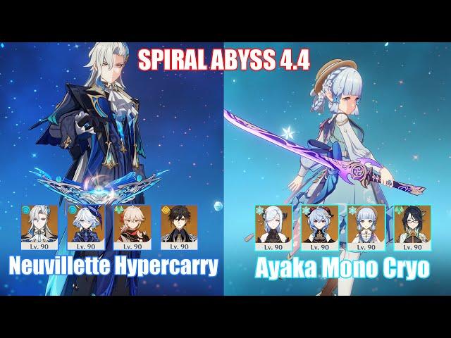 C0 Neuvillette Furina Hypercarry & C0 Ayaka Xianyun Mono Cryo | Spiral Abyss 4.4 | Genshin Impact