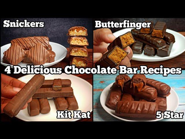 4 Homemade Popular Chocolate Bar Recipes: Kit Kat, Snickers, 5 Star, and Butterfingers!