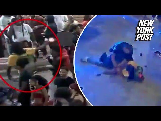 Moment gunman opened fire at Orlando Halloween celebration before being taken down by hero cop