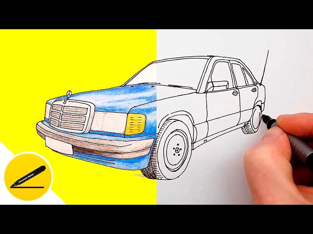 Mercedes Benz drawing – How to draw a Car | Car Drawing