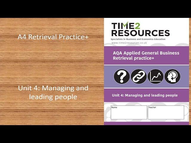 AQA Applied General Business Unit 4 Retrieval Practice+ workbook product demo