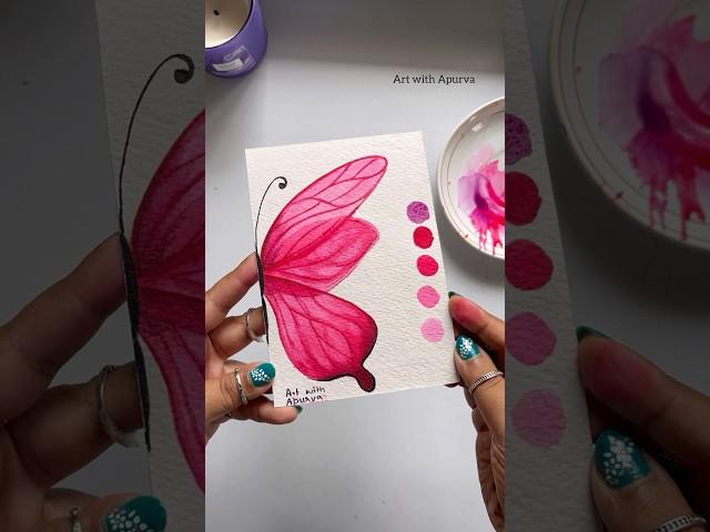 Pink butterfly painting with watercolour #artshorts #butterflywings #painting