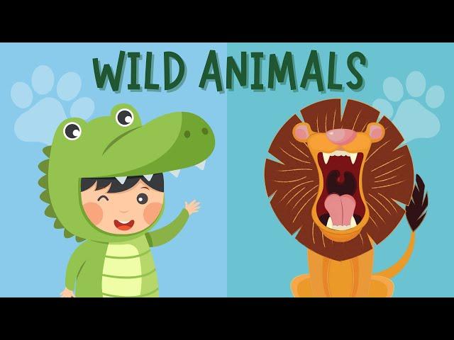 Wild Animals For Kids Vocabulary - Learning Animals In English For Children - ESL Learning Video
