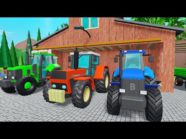 Wooden Garage of Small Tractors - Combine Harvester Shop and Tractors working on the farm