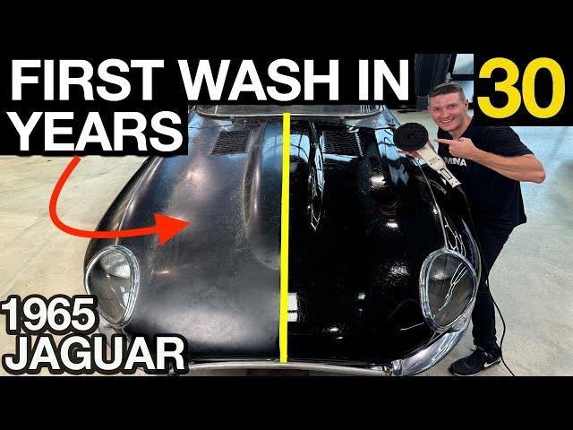 First Wash in 30 Years: Abandoned Jaguar E-Type Insane Detail Transformation!