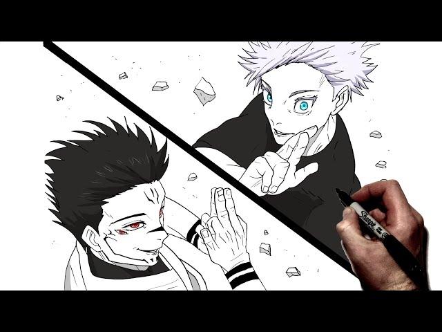 How To Draw Gojo Vs Sukuna Domain Expansion | Step By Step | JJK