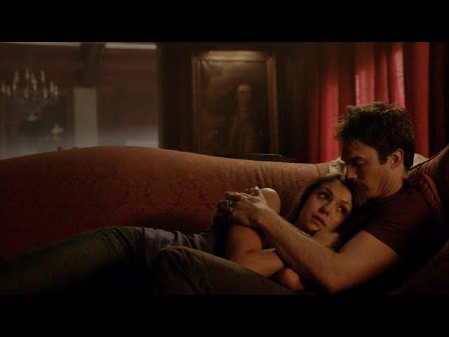 TVD 5x6 - Damon and Elena cuddling on the couch, Silas interrupts them | Delena Scenes HD