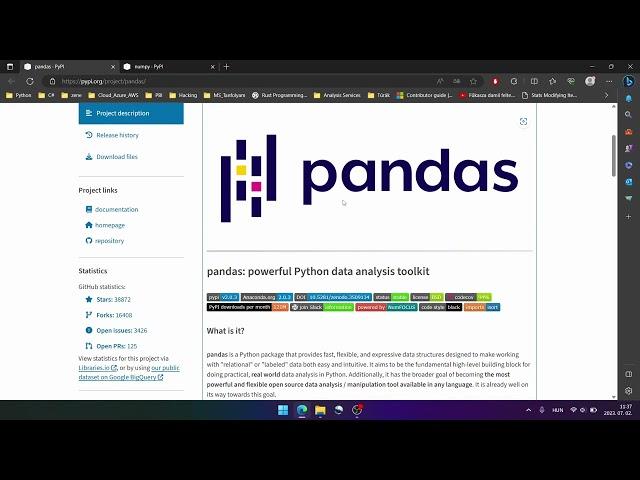 Python 23 - Pandas, Numpy telepítése, licensz ellenőrzése, modul frissítése