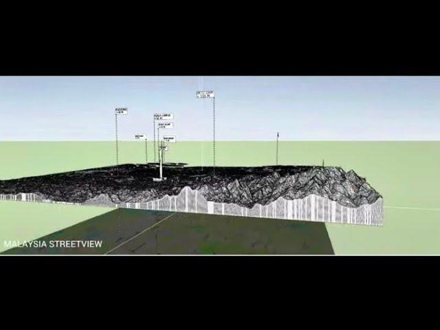 Klang Valley Terrain in 3D and Elevation Profile from Batu Dam to Port Klang