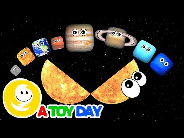 Square Planets COMPILATION 🪐 | Hungry SUN 2 | Planets SIZES for BABY | Funny SQUARE Planets for kid