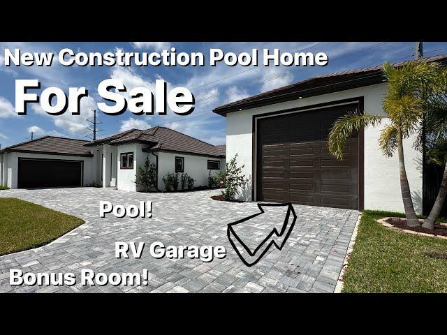 New Construction Home Tour! Pool, RV Garage, & More! New Contruction Home For Sale In Cape Coral FL!