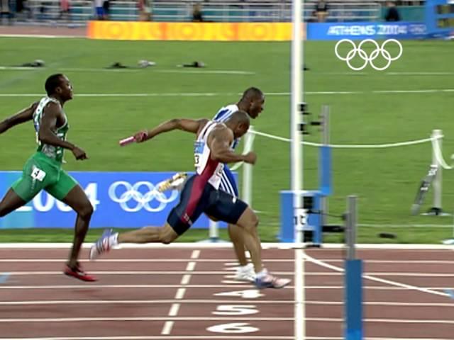 Team GB Win 4x100m Men's Relay Gold - Athens 2004 Olympics