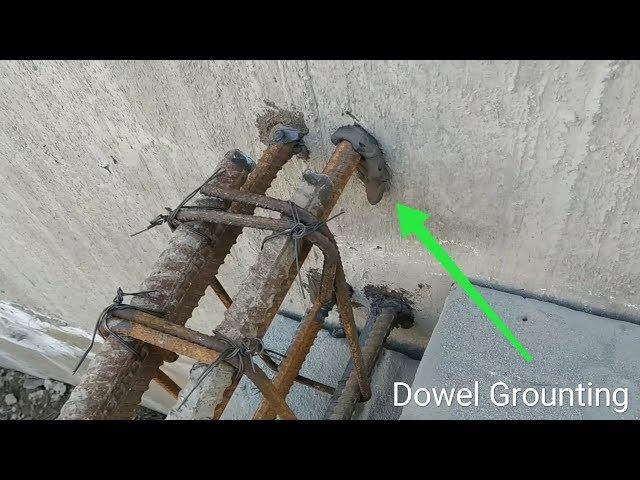 Dowel Grouting Process in RCC wall in construction site