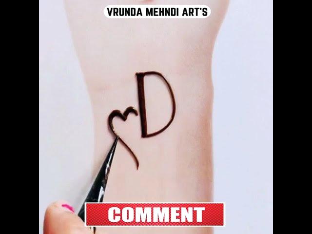 Youtube Best "D" Letter Mehndi Tattoo | A To Z Alphabet Letter Henna Tattoo | D Letter Wali Mehndi