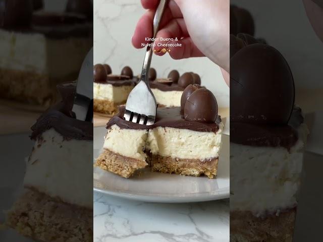 Would you try this Hazelnut Cheesecake? #nutella #kinderbueno #cheesecake #baking