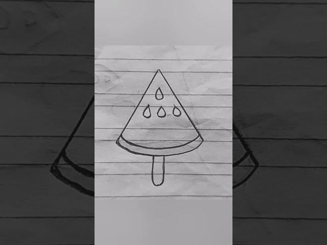 كيف ترسم أيس كريم بطيخ كيوت سهل خطوة بخطوة /Cute Watermelon ice cream drawing .. #shorts