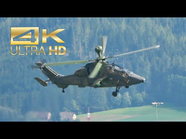 (4K) Eurocopter EC-665 Tiger UHT German Army flying Display at Airpower 2022 AirShow Zeltweg  LOXZ