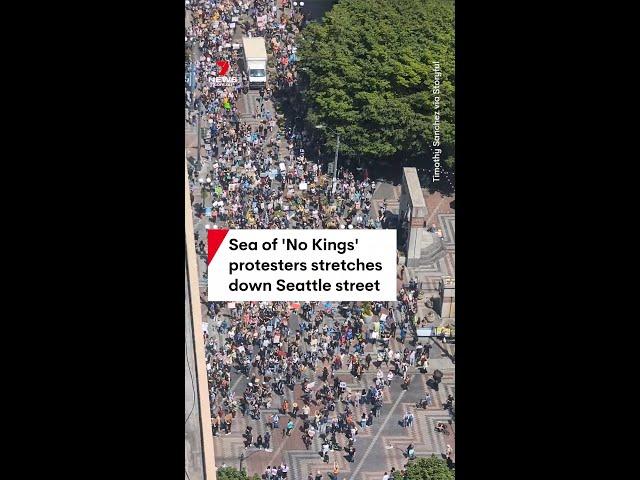 Sea of 'No Kings' protesters stretches down Seattle street
