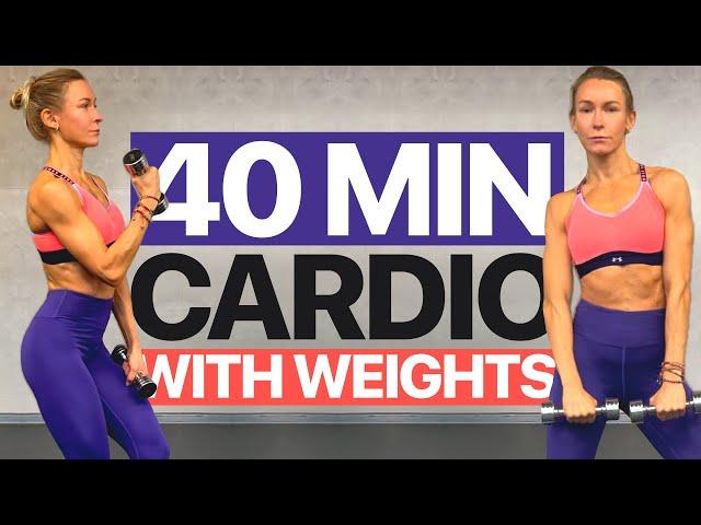 40 MIN INTENSE FULL BODY CARDIO HIIT Workout With Weights -  No Repeat