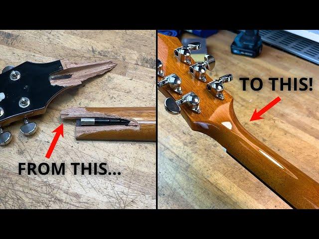 Broken Guitar Headstock - Invisible Repair!