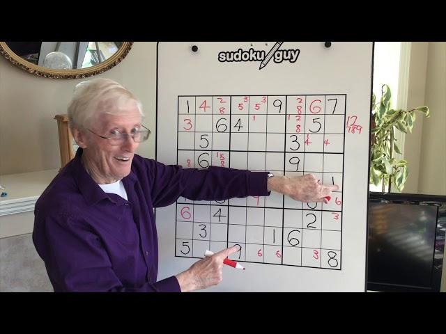 Sudoku Tutorial #62. How to spot an X wing using rows, and then knowing what to do!