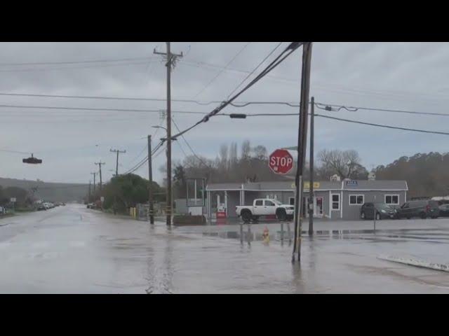 Heavy rains lead to flooded streets in Pescadero