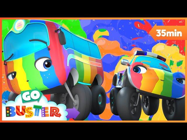 Buster's Surprise Rainbow Paint Job! | Go Buster - Bus Cartoons & Kids Stories