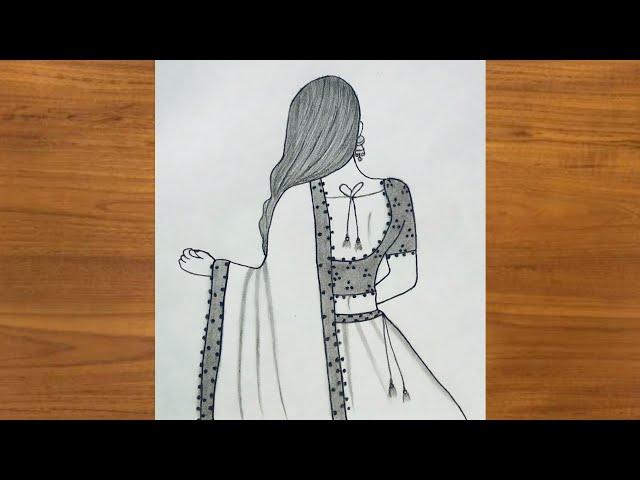 How to draw a girl with a beautiful dress || Easy Drawing || Pencil drawing