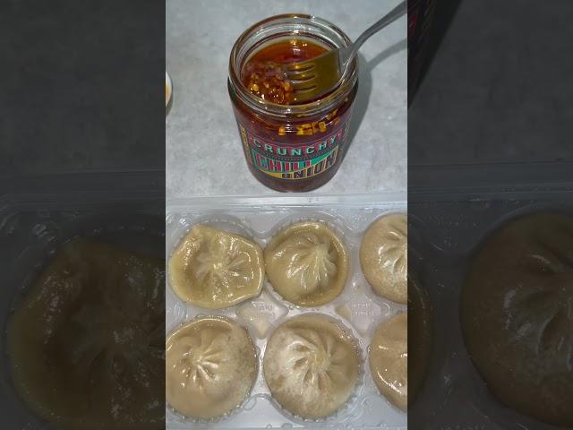 soup dumplings and chili oil from trader joes  #dumplings#chilioil#asmr