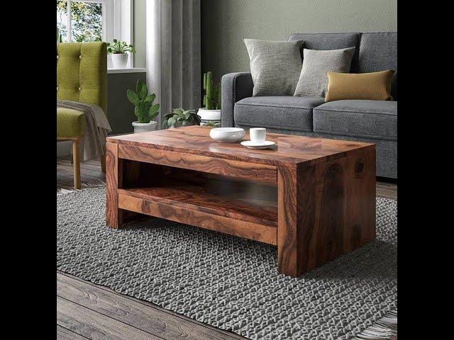 Solid\Sheesham Wood Coffee Table & Tea Table With Shelf Storage 3 Color Choices./#Douceurfurniture