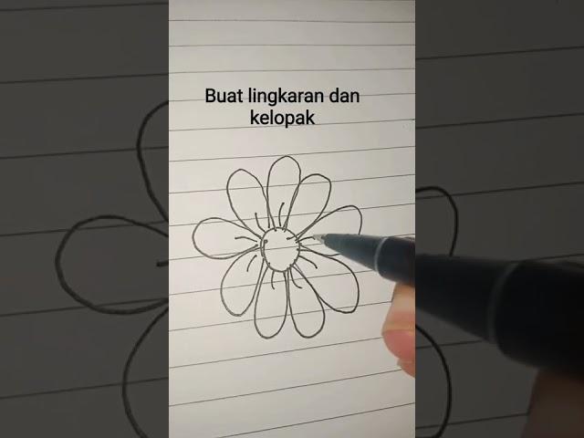 cara menggambar bunga Daisy simple #youtubeshort #daisy #drawing #sketsa #viral